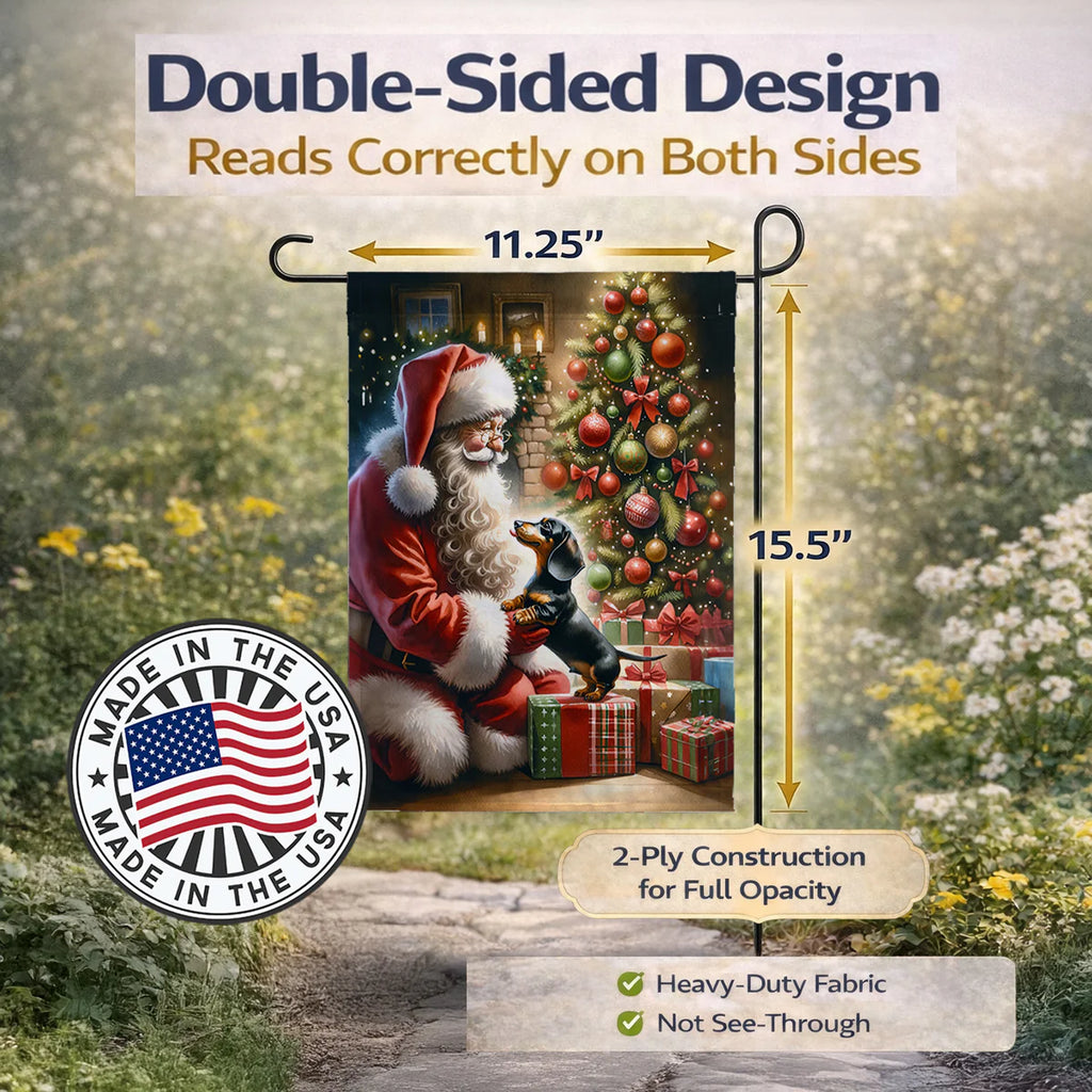 Dachshund and Santa Claus Garden Flag