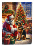 German Shepherd and Santa Claus Garden Flag