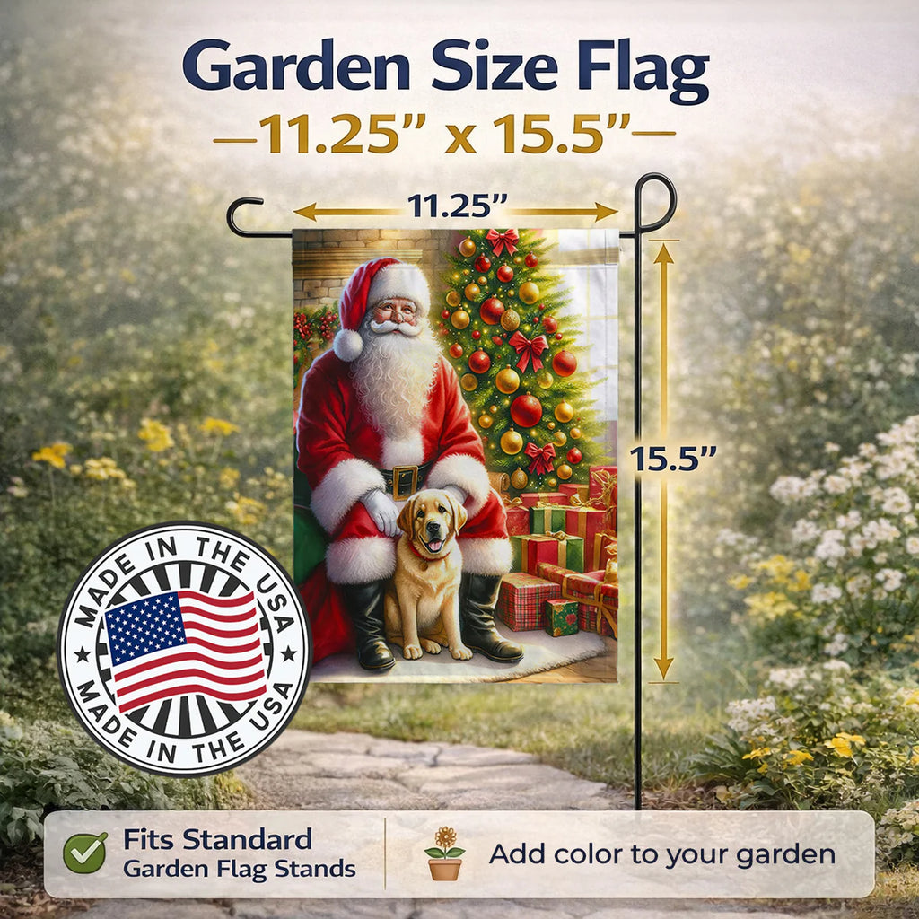 Labrador Retriever and Santa Claus Garden Flag