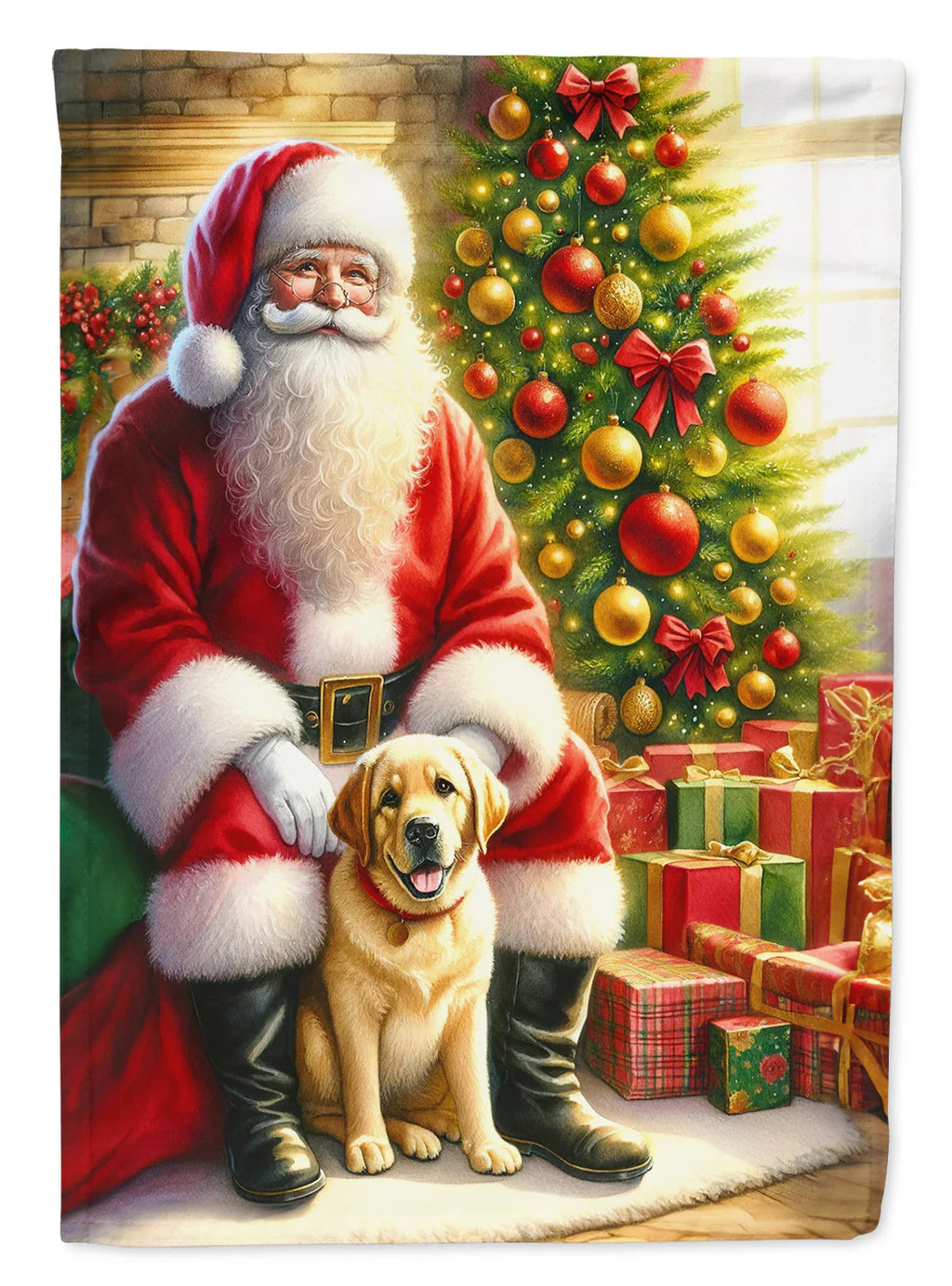 Labrador Retriever and Santa Claus Garden Flag