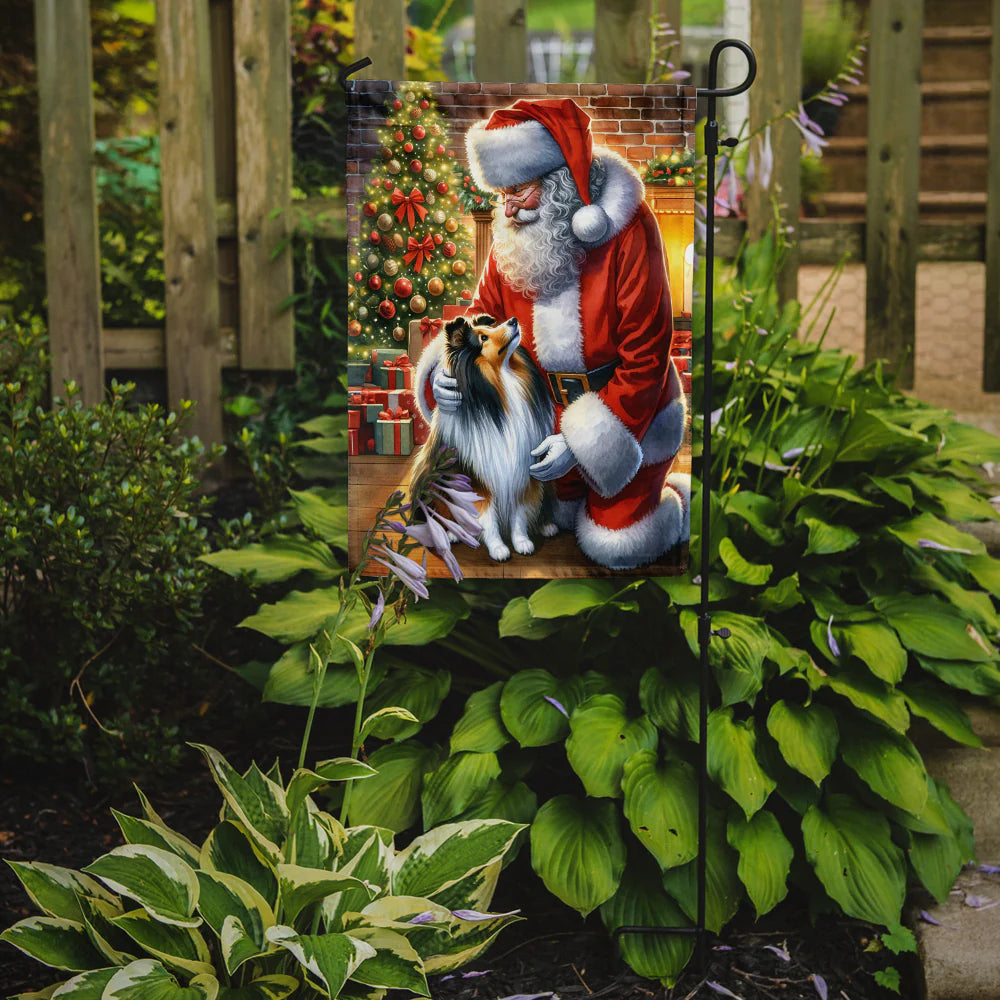 Caroline's Treasures Sheltie and Santa Claus Garden Flag 11.25 x 15.5 DAC4156GF
