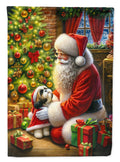 Shih Tzu and Santa Claus Garden Flag
