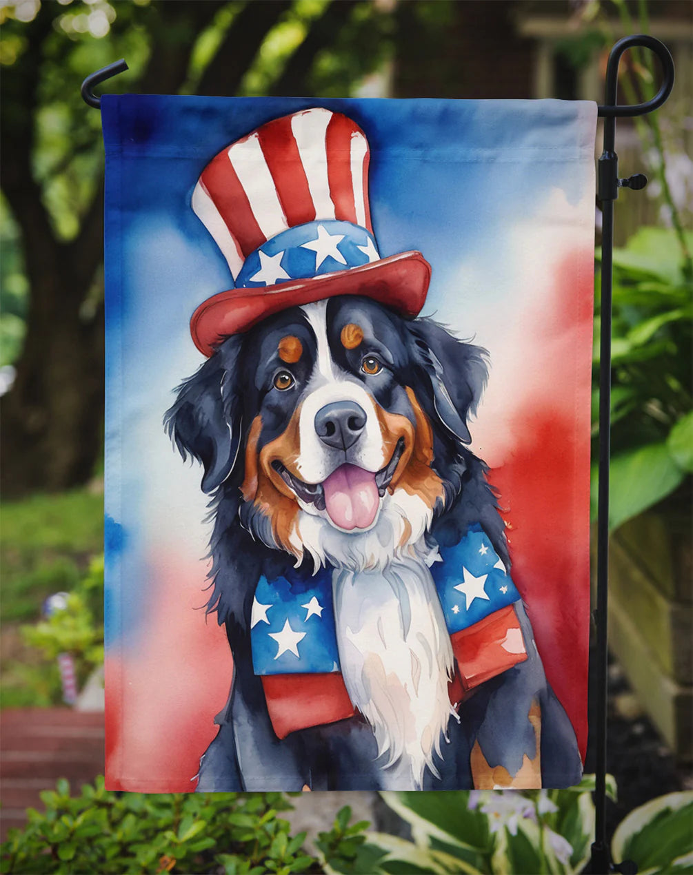 Bernese Mountain Dog Patriotic American Garden Flag 11.25" x 15.5" DAC5658GF