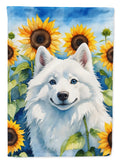 American Eskimo in Sunflowers Garden Flag