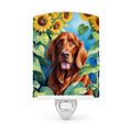 Irish Setter in Sunflowers Ceramic Night Light Compact, UL-Certified