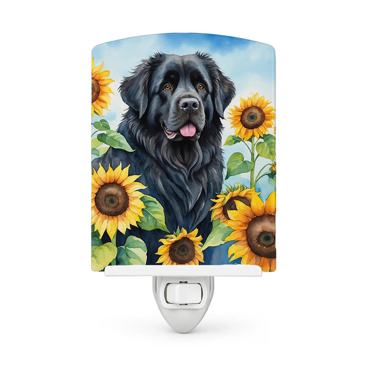 Newfoundland in Sunflowers Ceramic Night Light Compact, UL-Certified