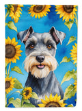 Schnauzer in Sunflowers Garden Flag