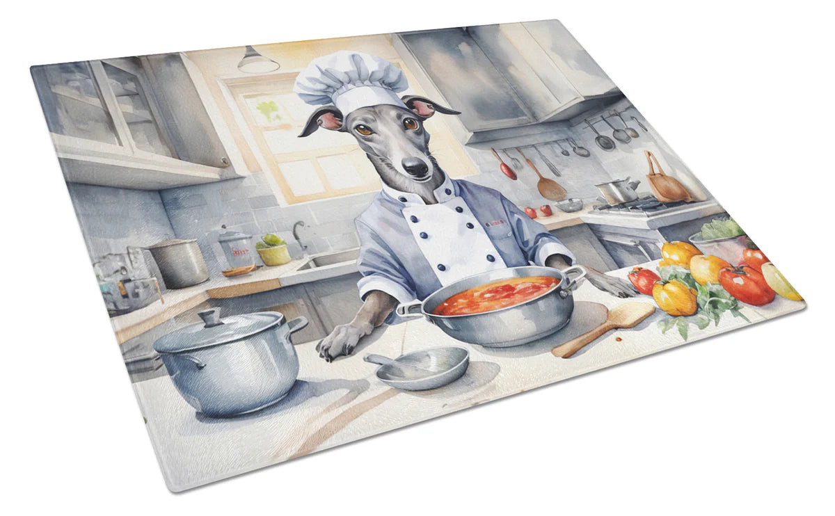 Greyhound The Chef Glass Cutting Board Decorative Tempered Glass Kitchen Cutting and Serving Board Large Size
