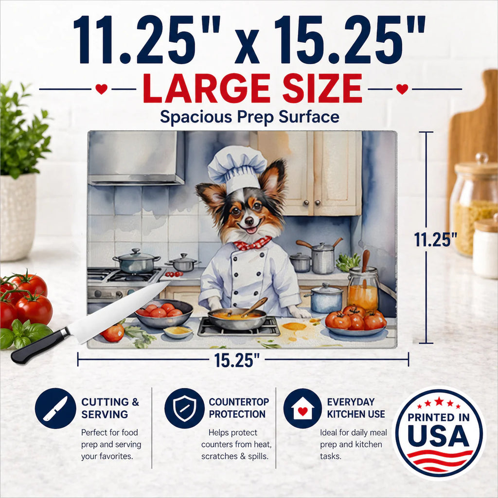 Papillon The Chef Glass Cutting Board Decorative Tempered Glass Kitchen Cutting and Serving Board Large Size