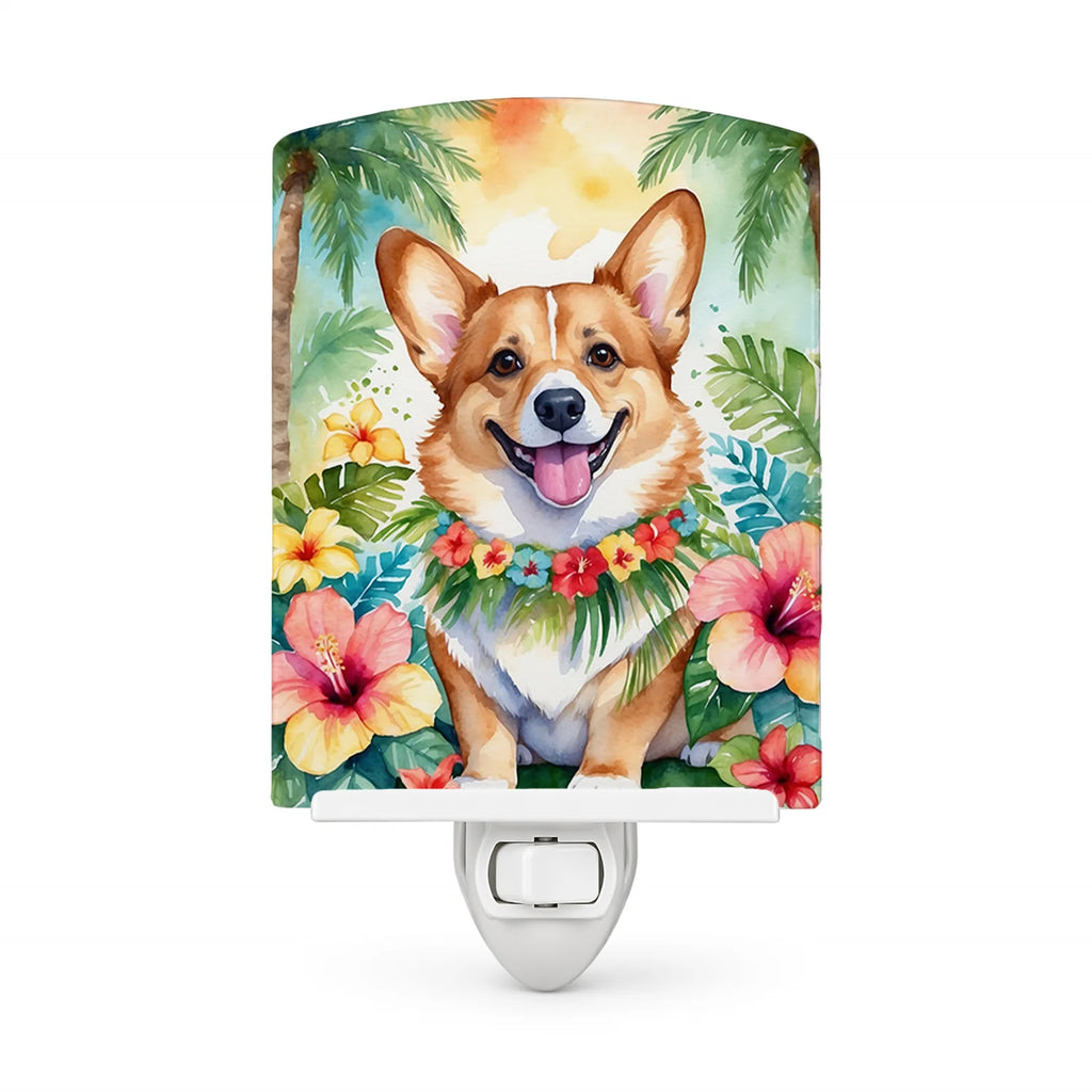 Corgi Luau Ceramic Night Light Compact, UL-Certified