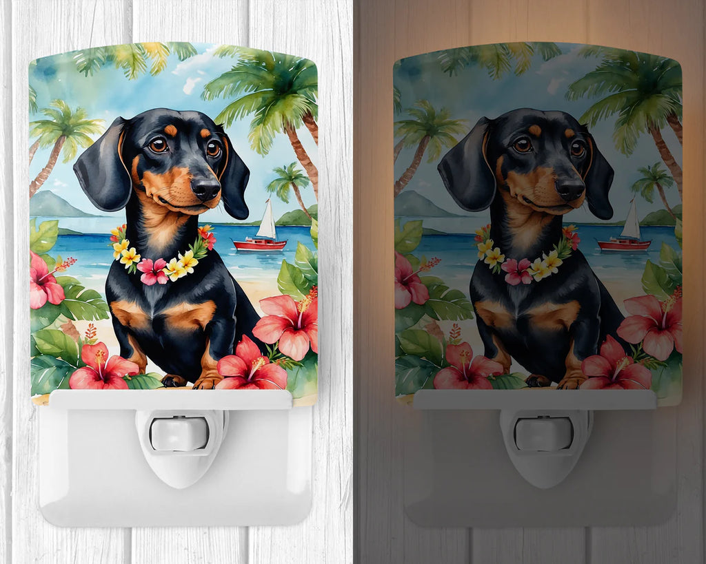 Dachshund Luau Ceramic Night Light Compact, UL-Certified