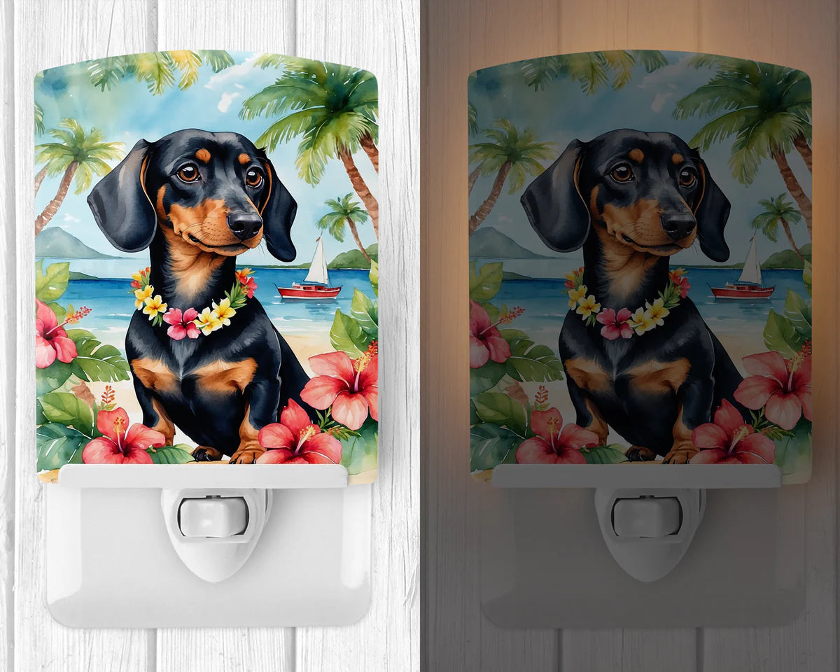Dachshund Luau Ceramic Night Light Compact, UL-Certified