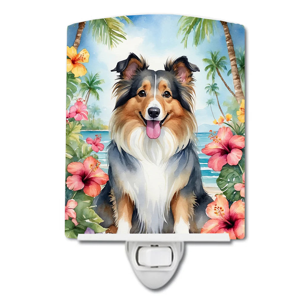 Caroline's Treasures Sheltie Luau Ceramic Night Light 6x4x3 UL-Certified