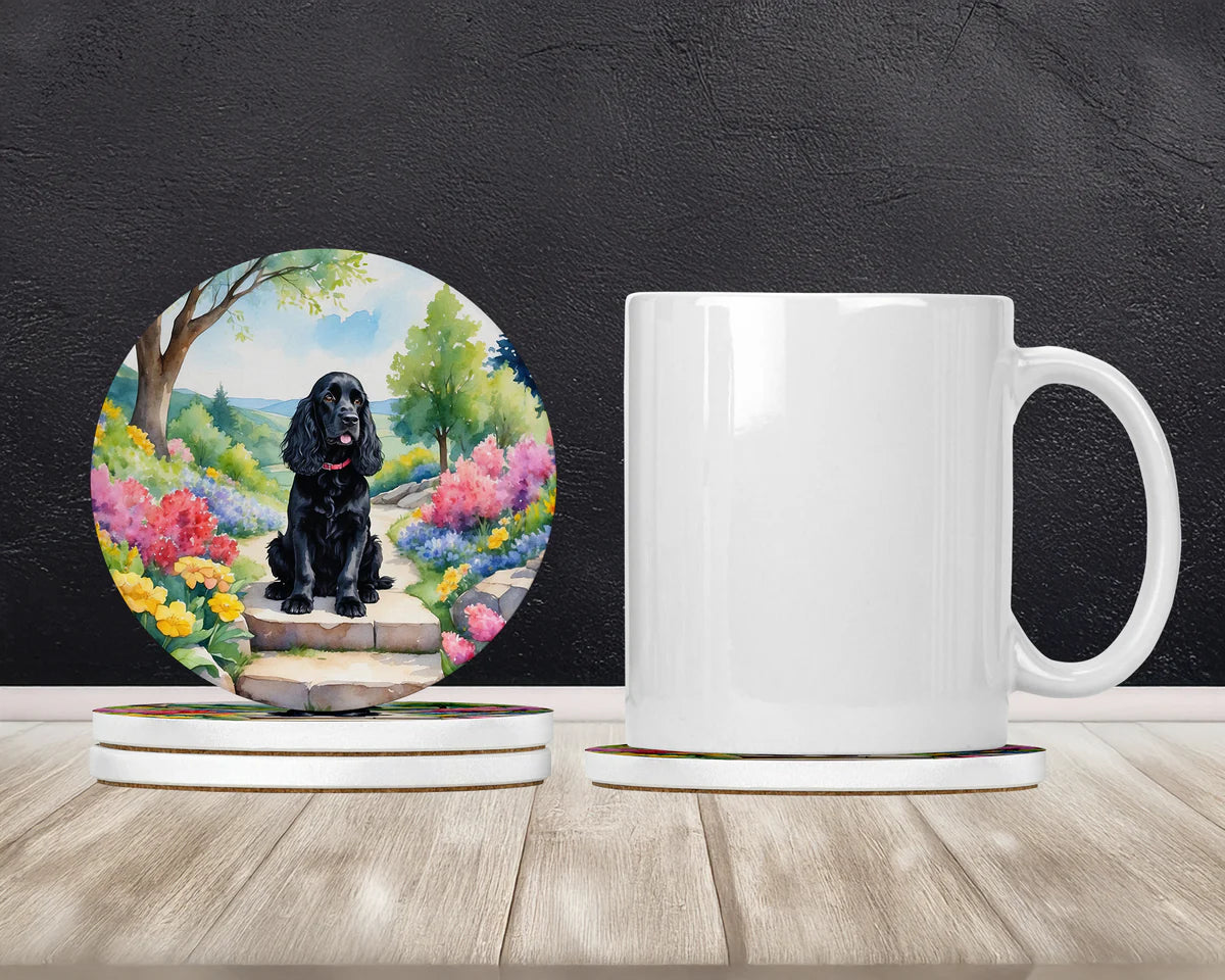 Cocker Spaniel Spring Path Large Sandstone Coasters Pack of 4