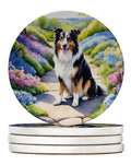 Collie Spring Path Large Sandstone Coasters Pack of 4