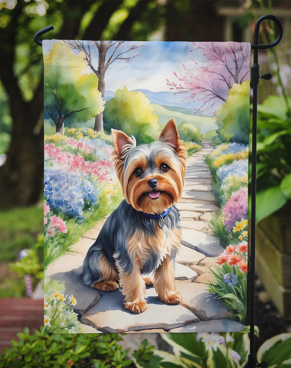 Caroline's Treasures DAC6735GF Yorkshire Terrier Spring Path Garden Flag