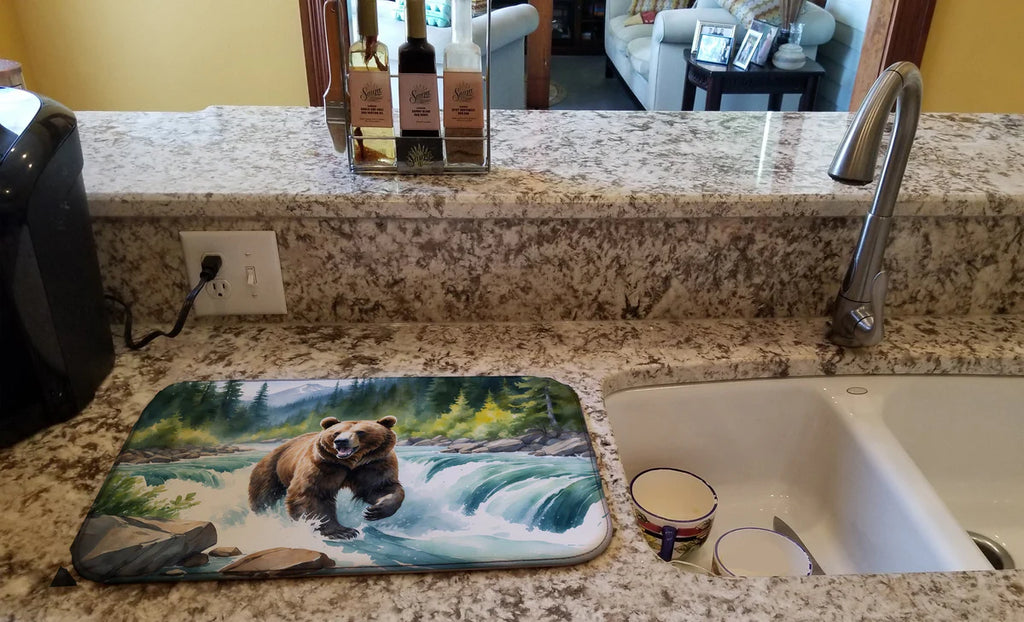 Alaskan Wilderness Grizzly Bear Dish Drying Mat 14" x 21"