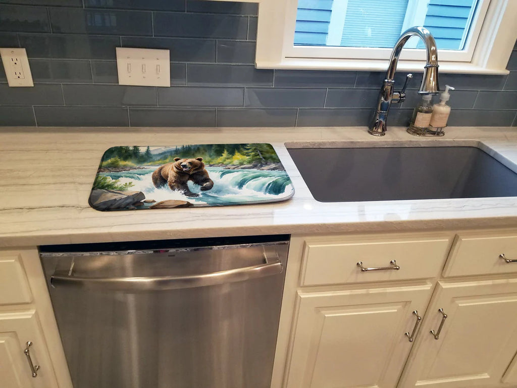 Alaskan Wilderness Grizzly Bear Dish Drying Mat 14" x 21"