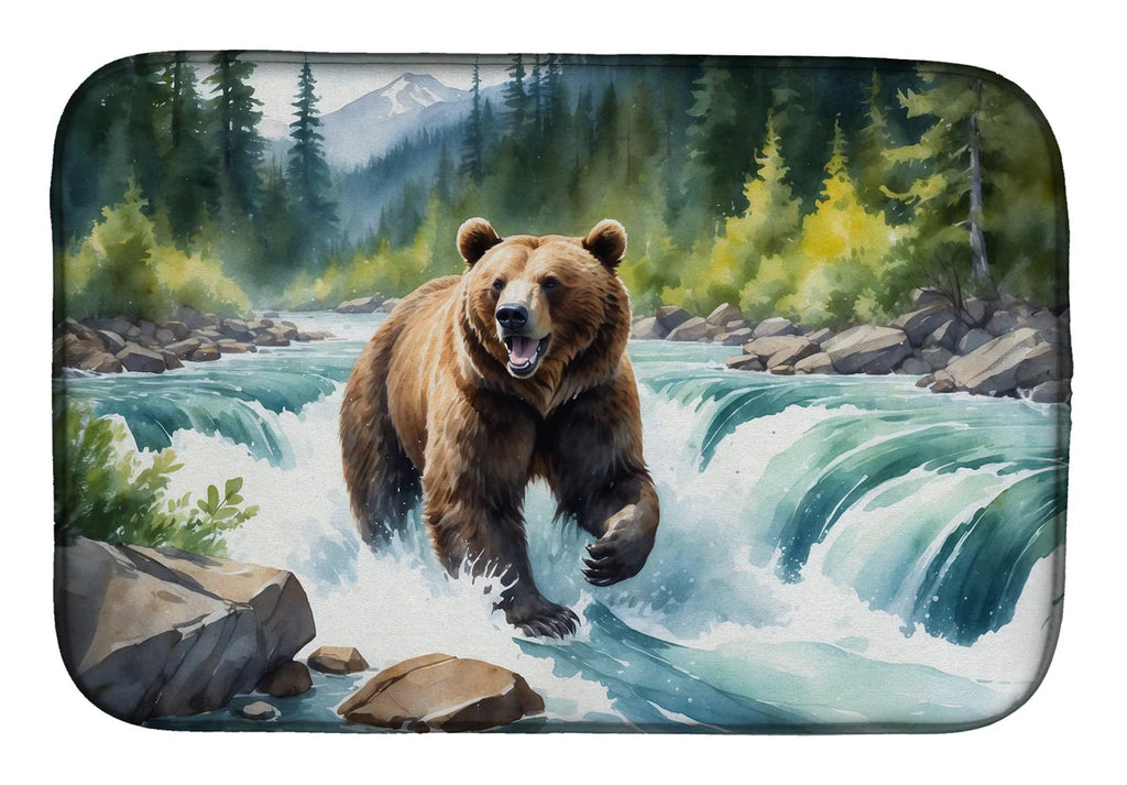 Alaskan Wilderness Grizzly Bear Dish Drying Mat 14" x 21"