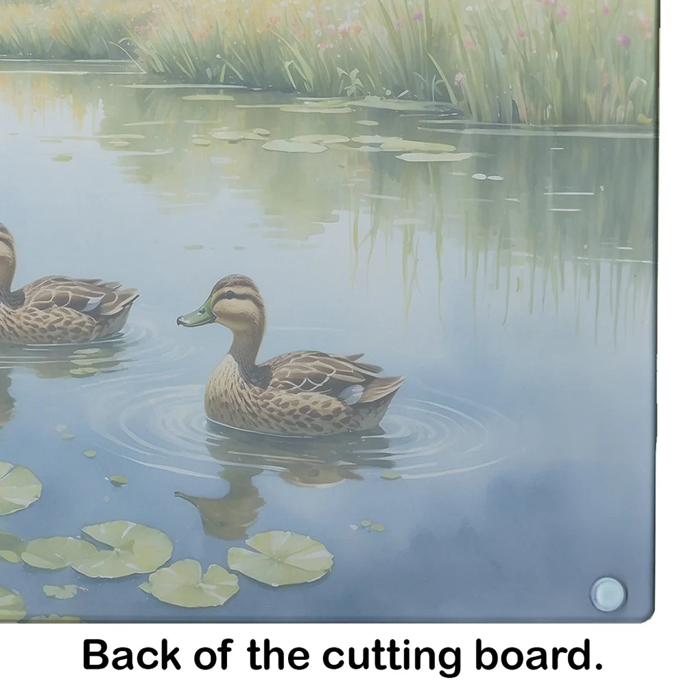 Mother Duck Glass Cutting Board Decorative Tempered Glass Kitchen Cutting and Serving Board Large Size