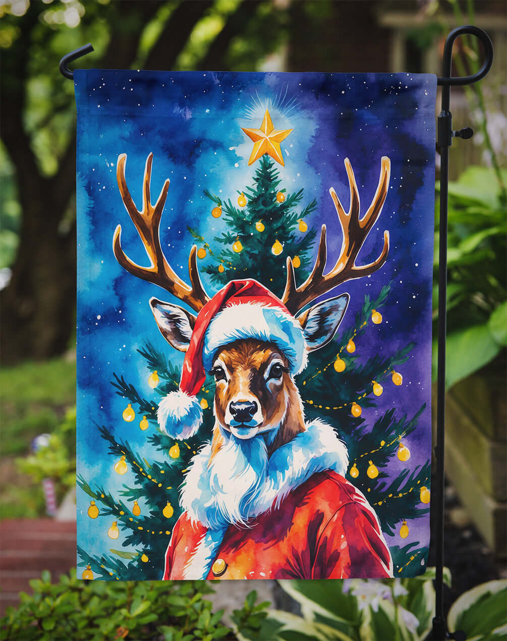 Caroline's Treasures Deer Christmas Garden Flag 11.25" x 15.5" DAC8523GF