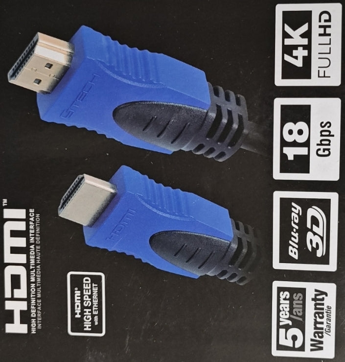 CJ TECH 6ft High Speed HDMI Cable 4K Dolby True HD 18 GBPS 5 Year Warranty