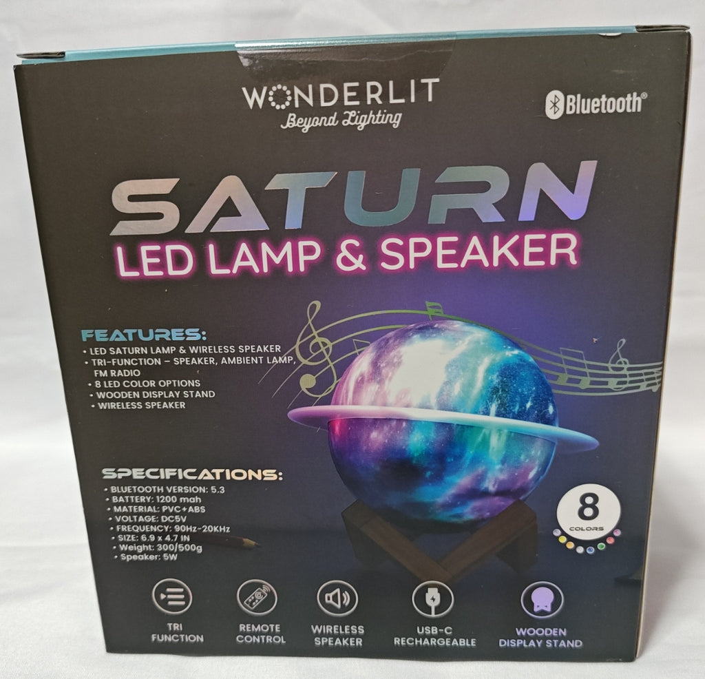 WONDERLIT Saturn LED 8 color Night Light Bluetooth Speaker, FM Radio