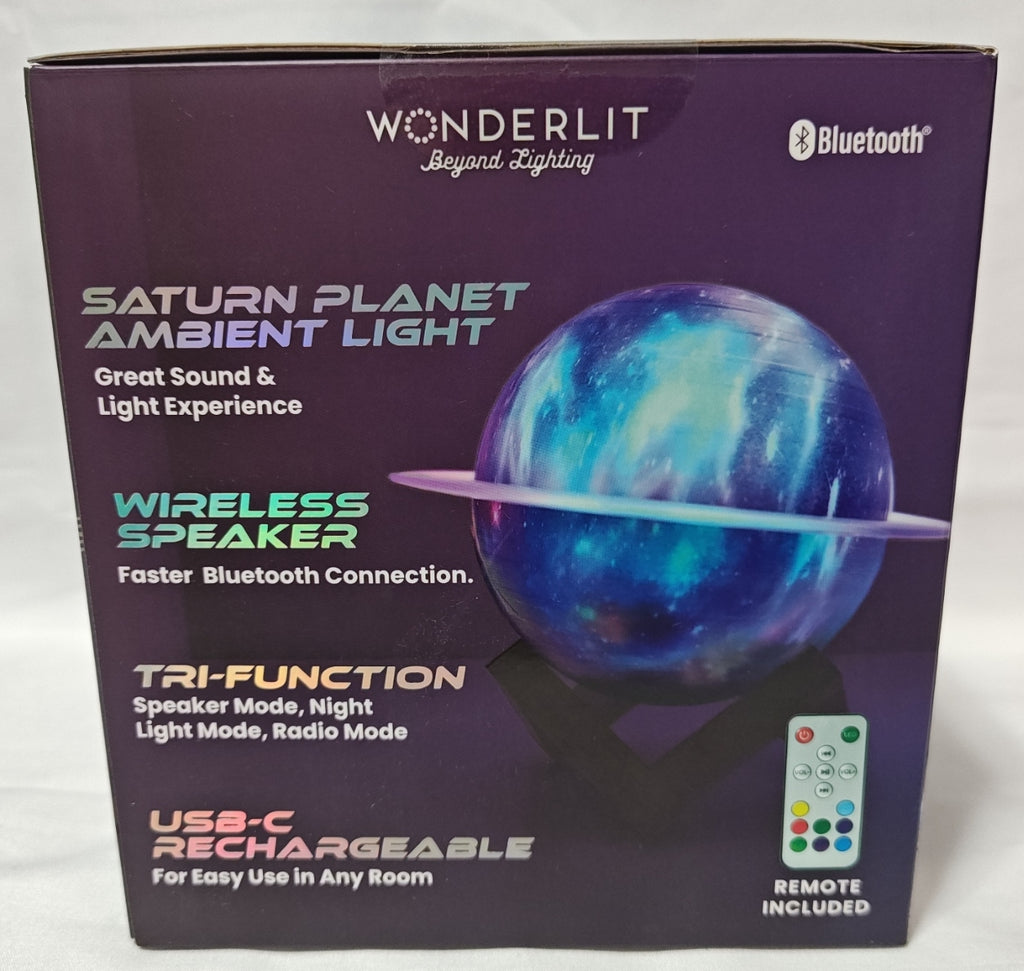WONDERLIT Saturn LED 8 color Night Light Bluetooth Speaker, FM Radio