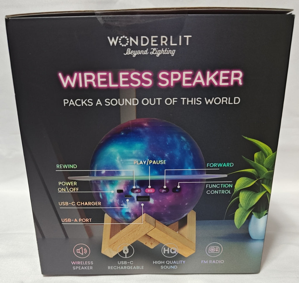 WONDERLIT Saturn LED 8 color Night Light Bluetooth Speaker, FM Radio