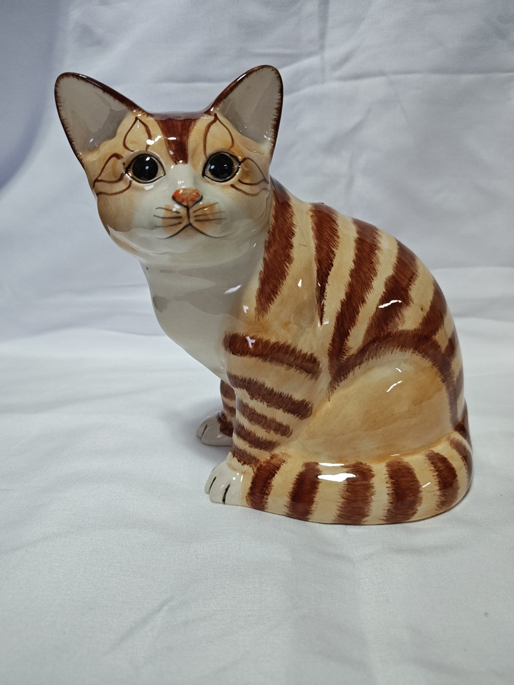 Cat Hand Painted Ceramic Bank Entirely Hand Painted For Realistic Appeal, 7.5"