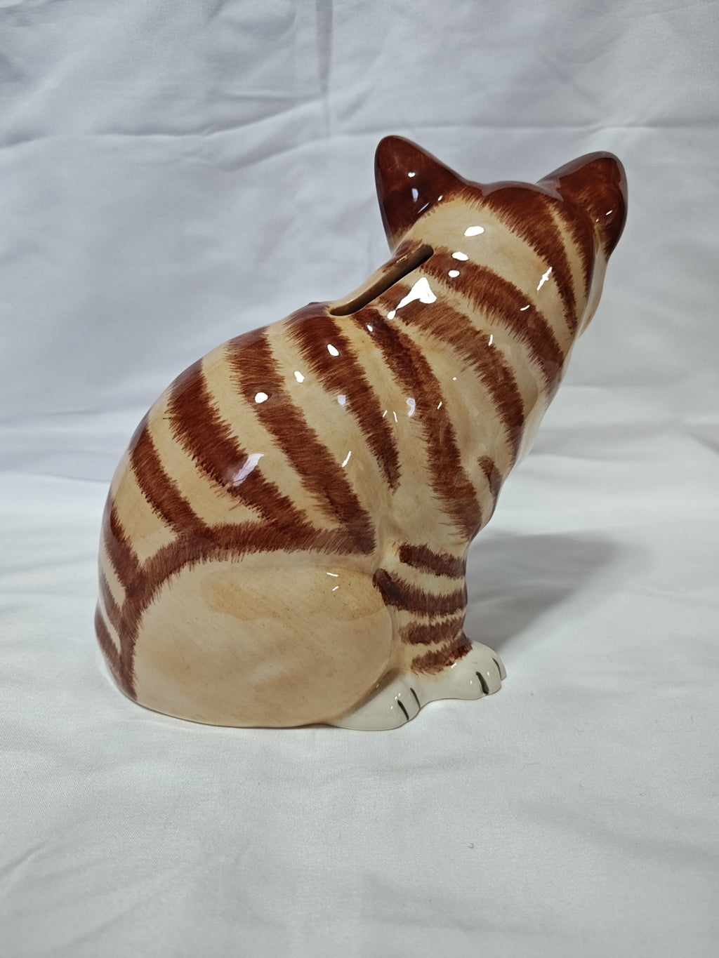 Cat Hand Painted Ceramic Bank Entirely Hand Painted For Realistic Appeal, 7.5"