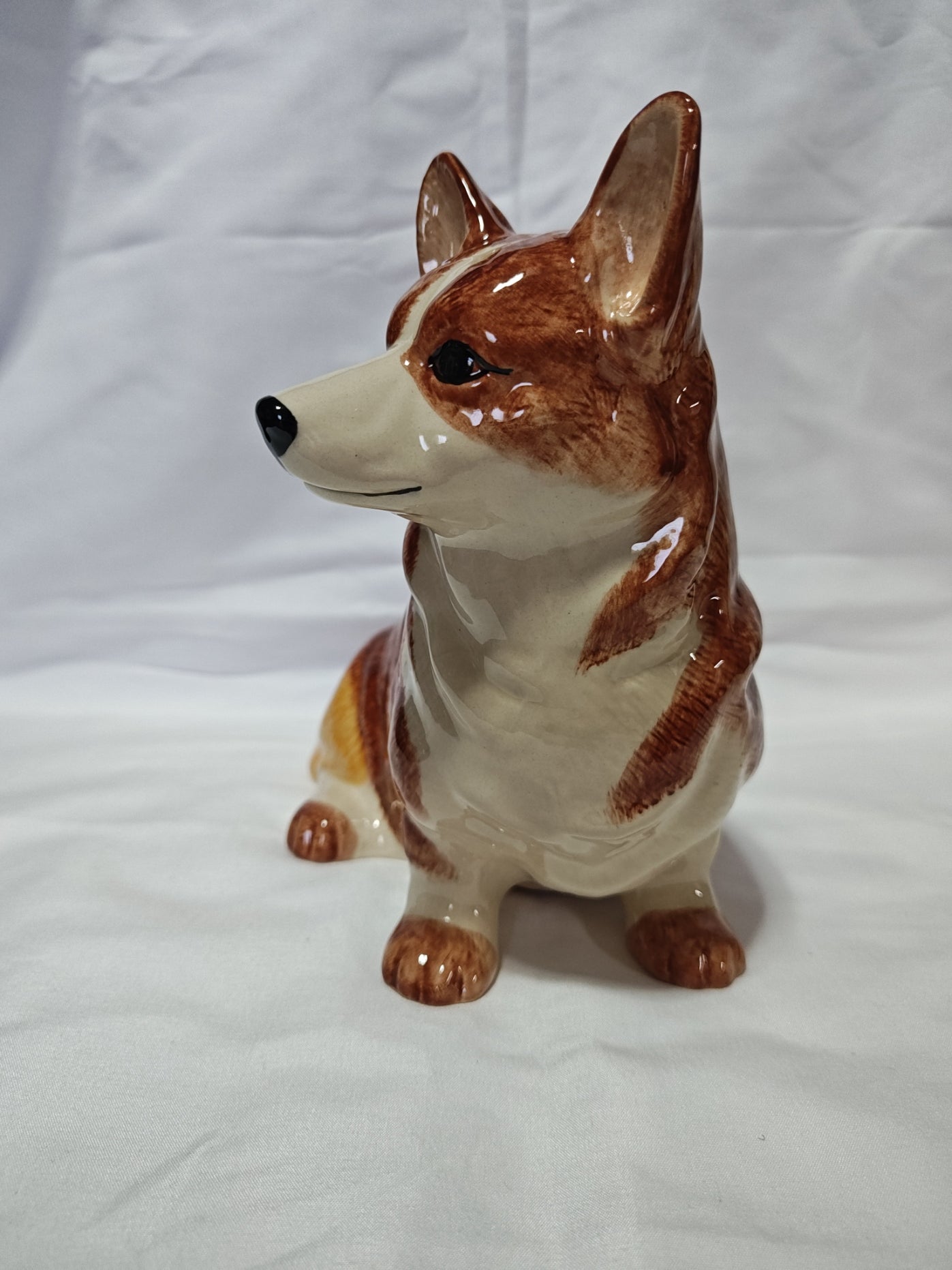 Corgi Hand Painted Ceramic Bank Entirely Hand Painted For Realistic Appeal, 7.5"