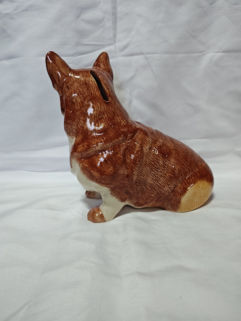 Corgi Hand Painted Ceramic Bank Entirely Hand Painted For Realistic Appeal, 7.5"
