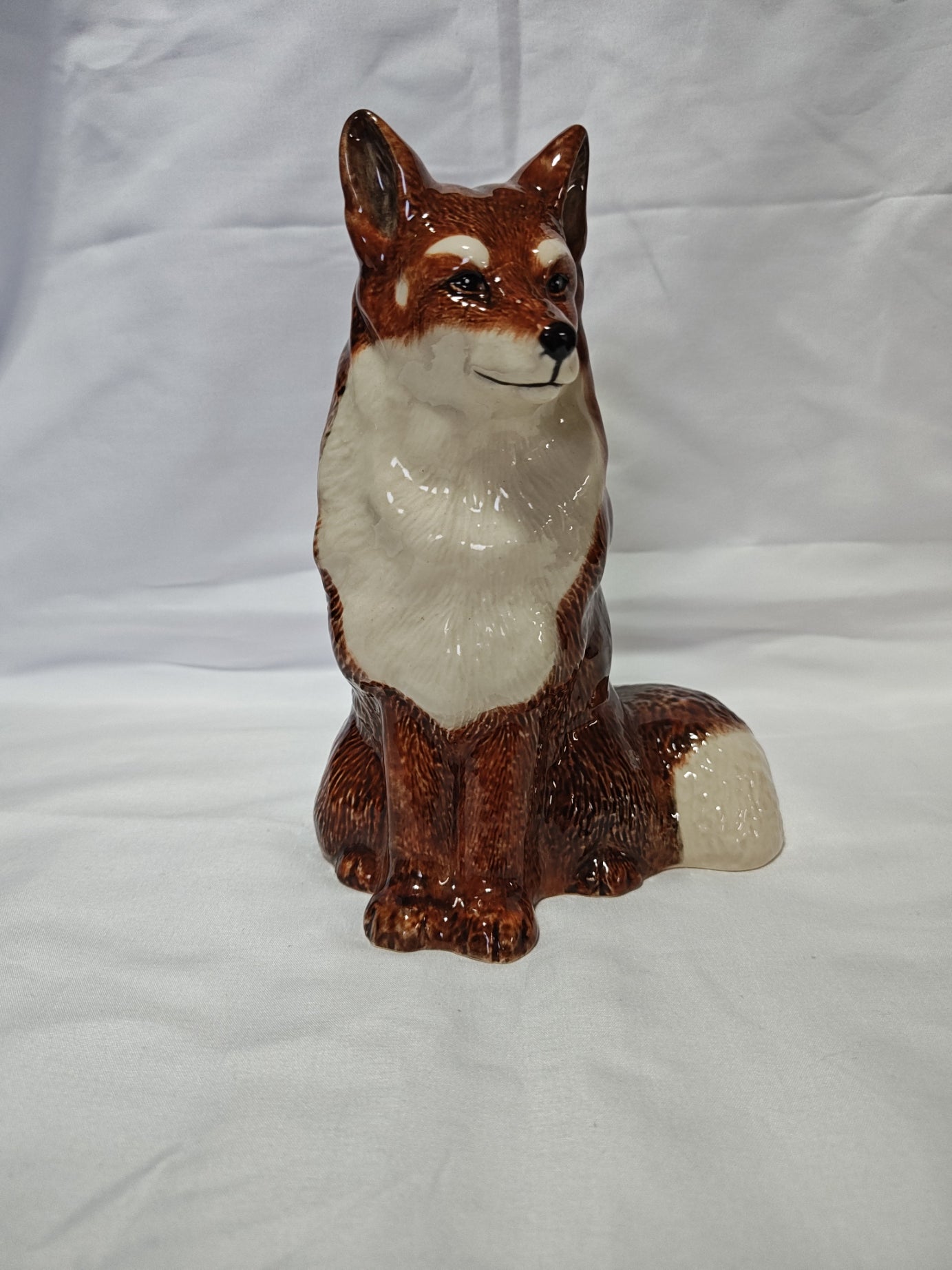 Fox Hand Painted Ceramic Bank Entirely Hand Painted For Realistic Appeal, 8"