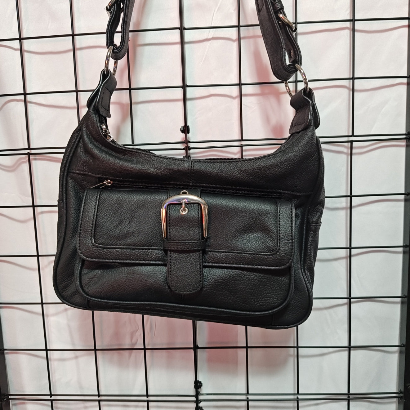 Hot Leathers Leather Purse with Front Buckle Black 11 x 10 x 3