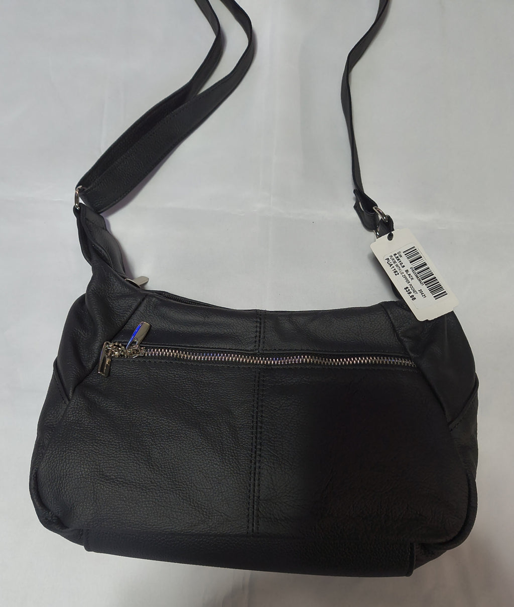 Hot Leathers Large Leather Purse with 4 Zipper Pockets Black 6.5 x 10.5