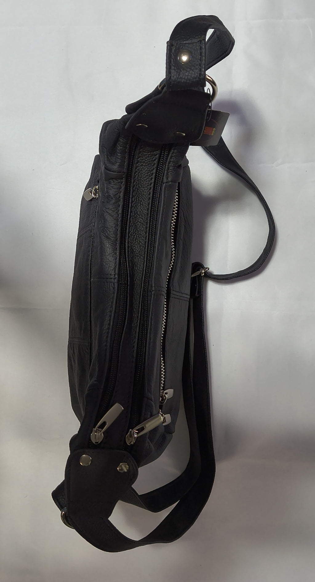Hot Leathers Large Leather Purse with 4 Zipper Pockets Black 6.5 x 10.5