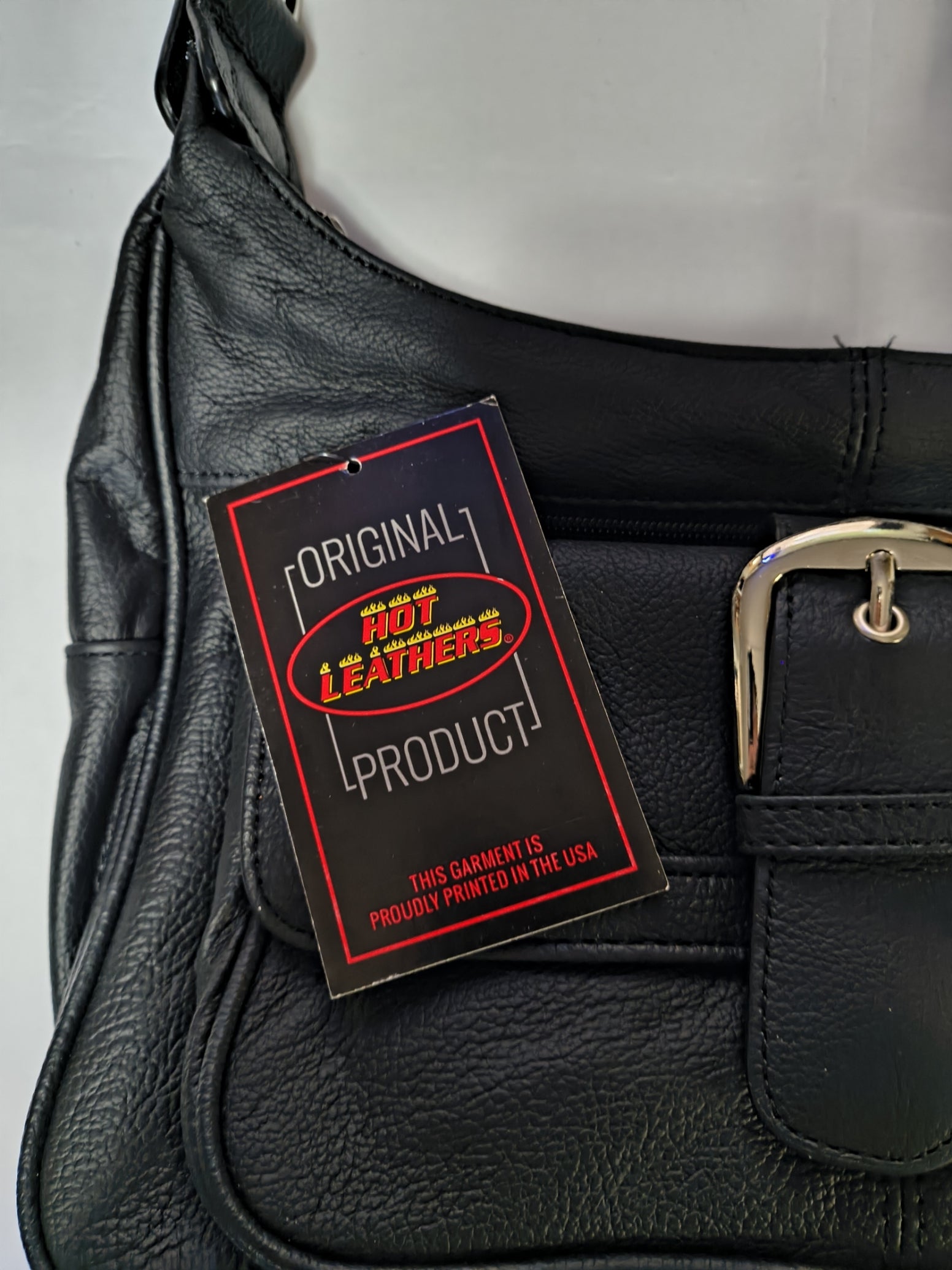 Hot Leathers Leather Purse with Front Buckle Black 11 x 10 x 3