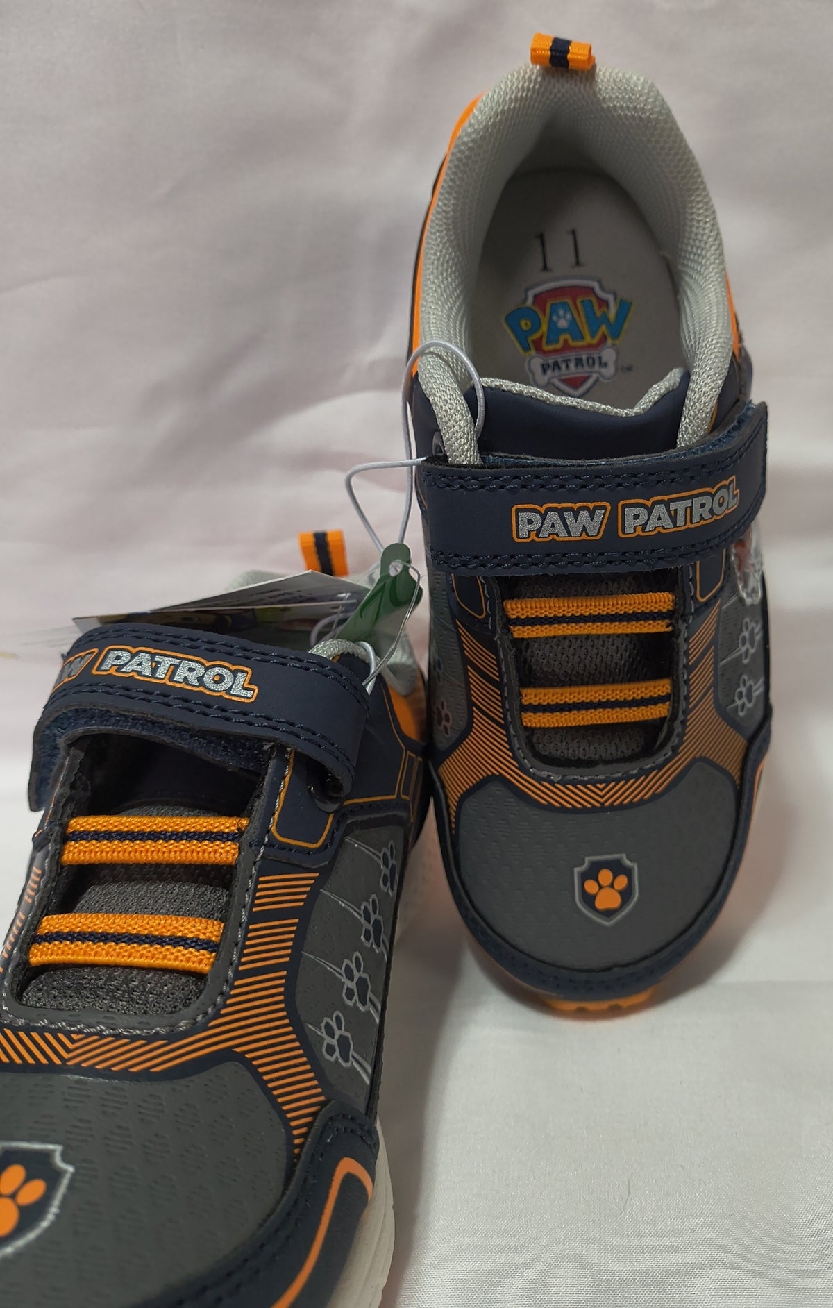 Nickelodeon PAW Patrol Navy & Orange Light-Up Sneakers for Boys. Inside view.