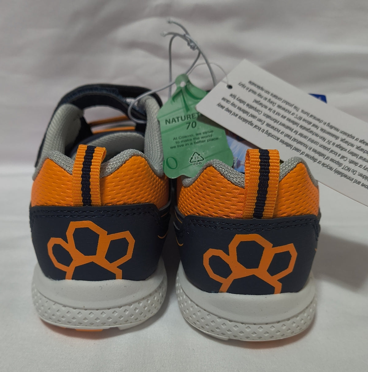 Nickelodeon PAW Patrol Navy & Orange Light-Up Sneakers for Boys. View of the back.