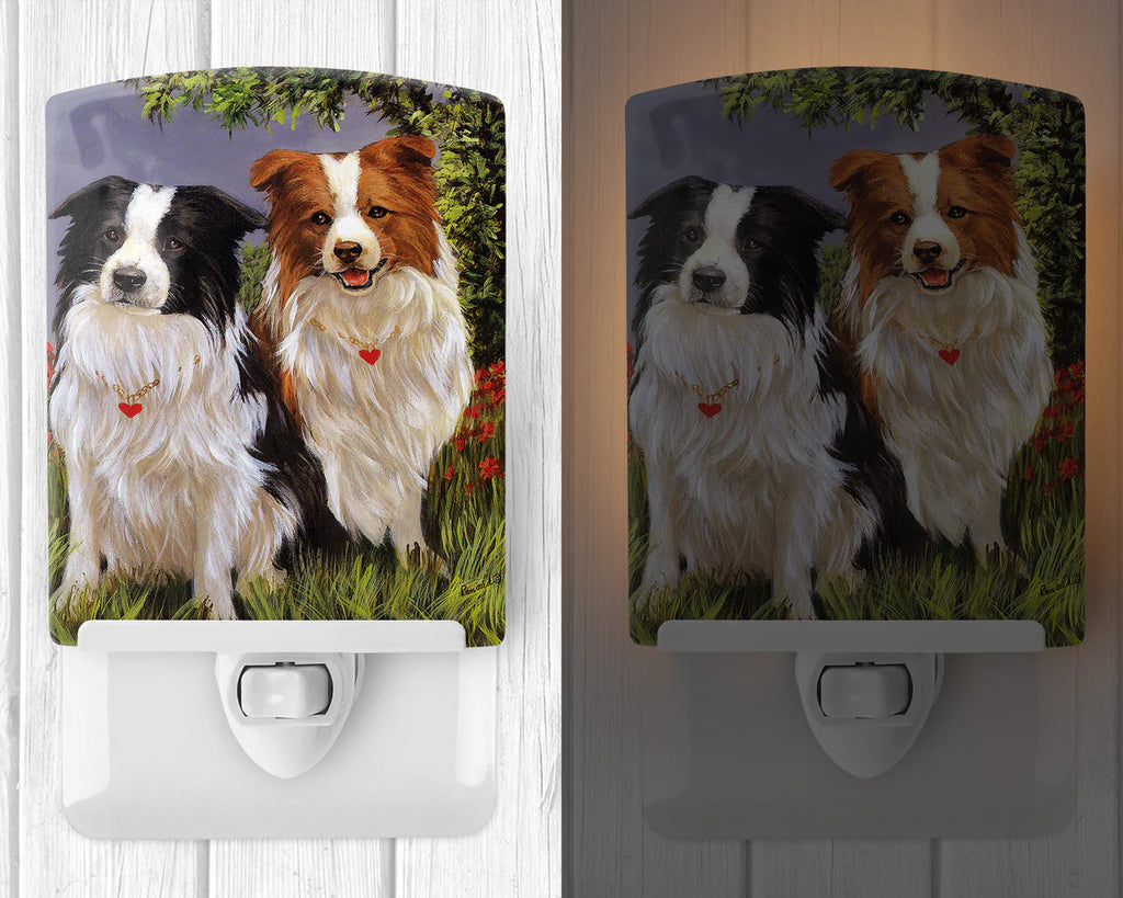 Border Collie Patrol Ceramic Night Light Compact, UL-Certified