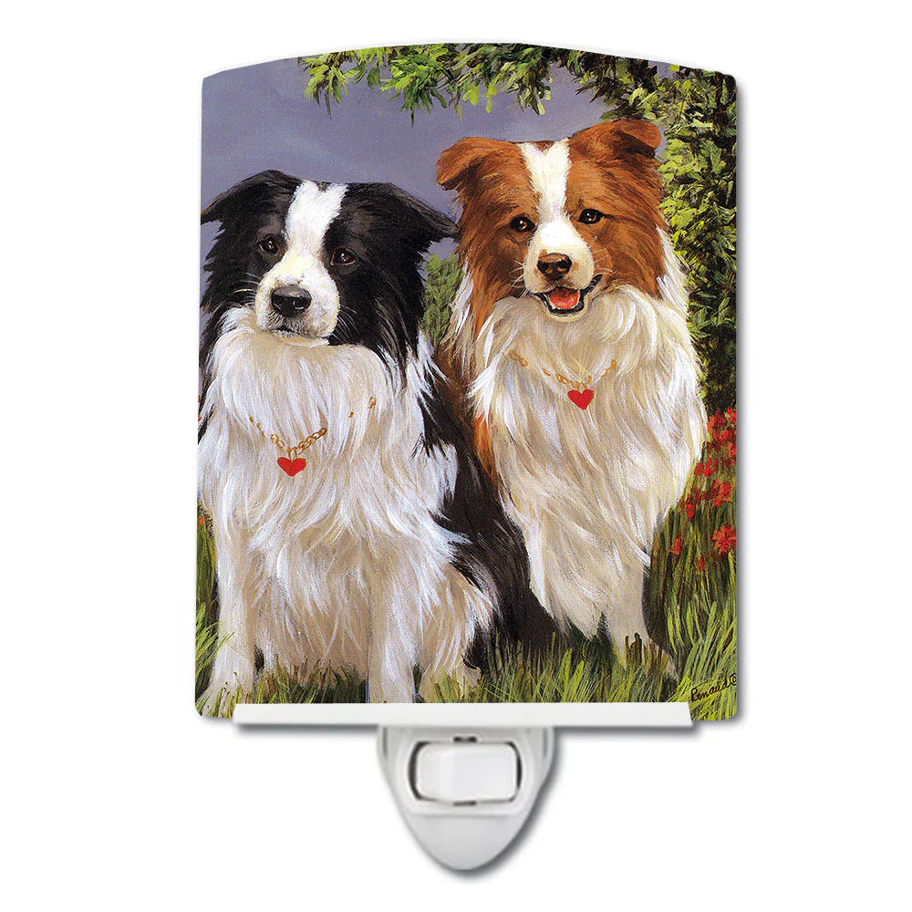 Border Collie Patrol Ceramic Night Light Compact, UL-Certified