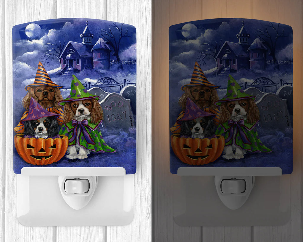 Cavalier Spaniel Halloween House Ceramic Night Light Compact, UL-Certified