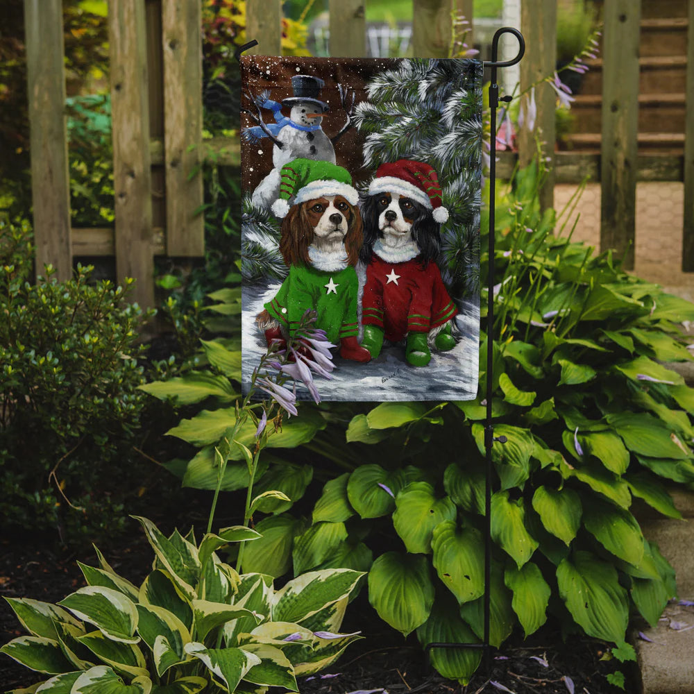 PPP3067GF Cavalier Spaniel Snowman Christmas Garden Flag