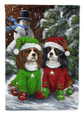PPP3067GF Cavalier Spaniel Snowman Christmas Garden Flag