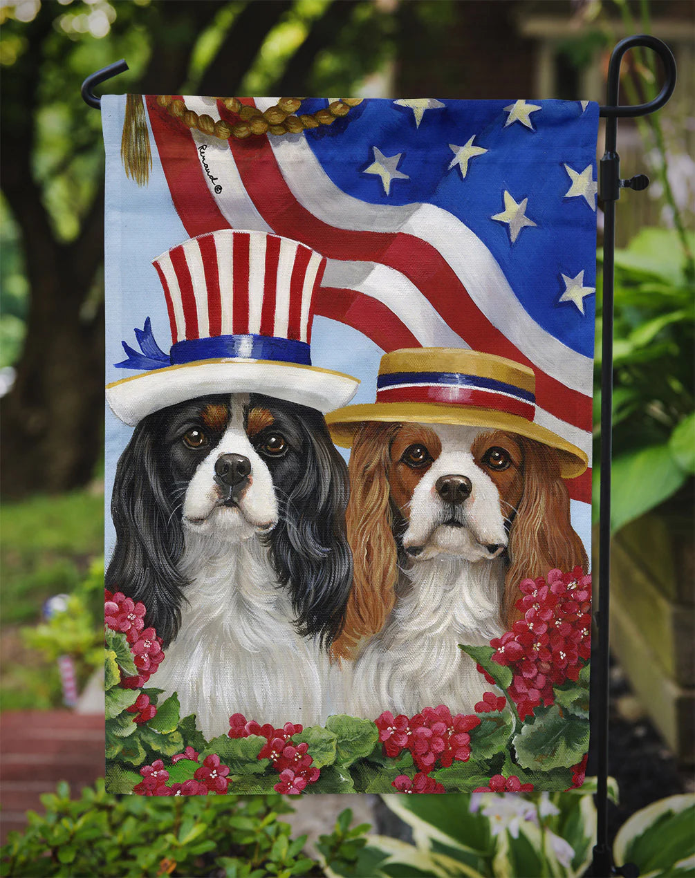 Caroline's Treasures Cavalier Spaniel USA Garden Flag 11.25" x 15.5" PPP3069GF