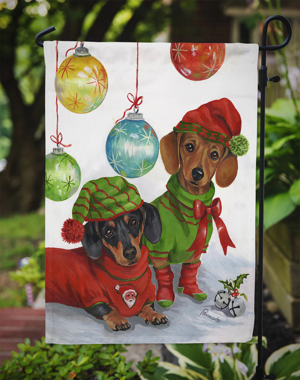 Dachshund Christmas Jingle Garden Flag