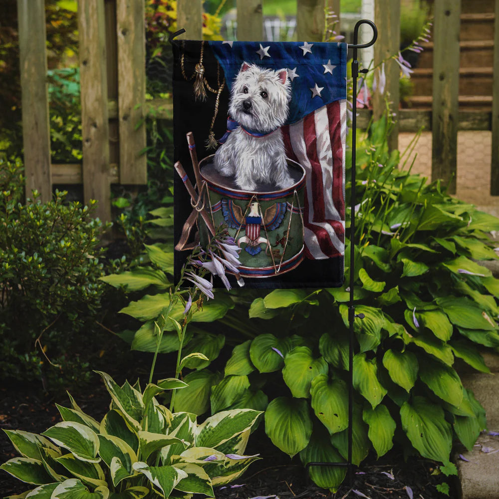 Caroline's Treasures PPP3129GF Westie Little Drummer Boy USA Garden Flag