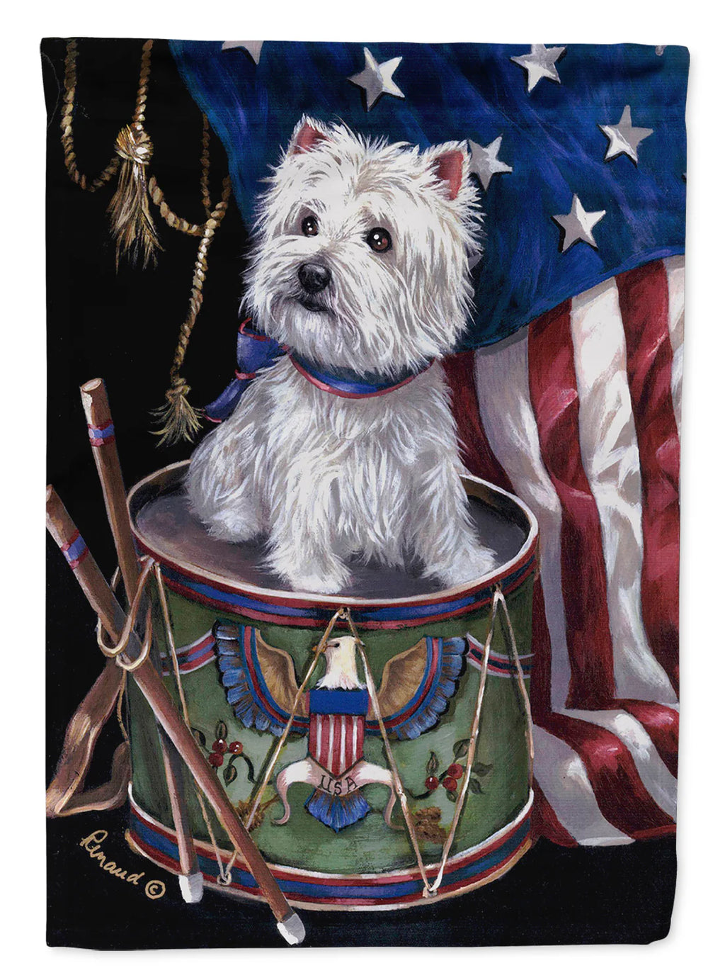 Caroline's Treasures PPP3129GF Westie Little Drummer Boy USA Garden Flag