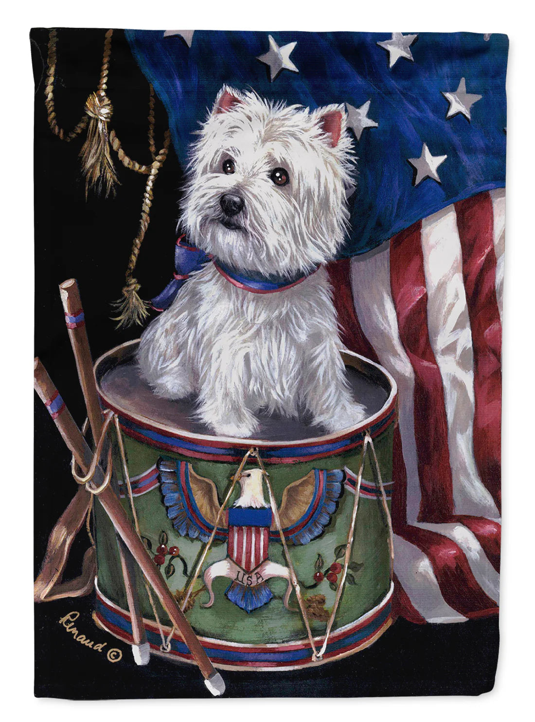 Caroline's Treasures PPP3129GF Westie Little Drummer Boy USA Garden Flag